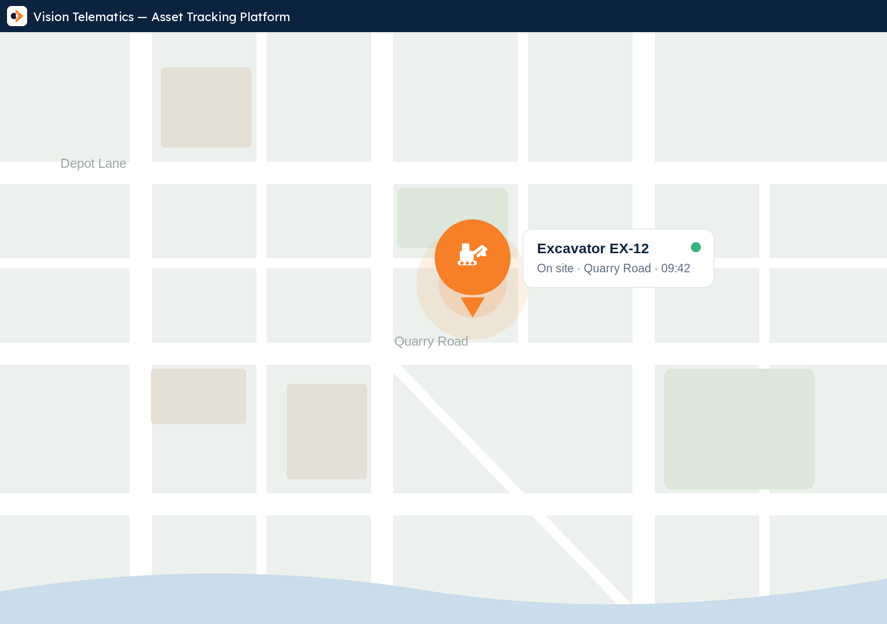 Vision Telematics Asset Tracking Platform with live asset locations